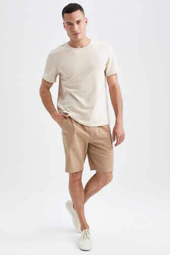 Regular Fit Linen Look Lace-Up Shorts