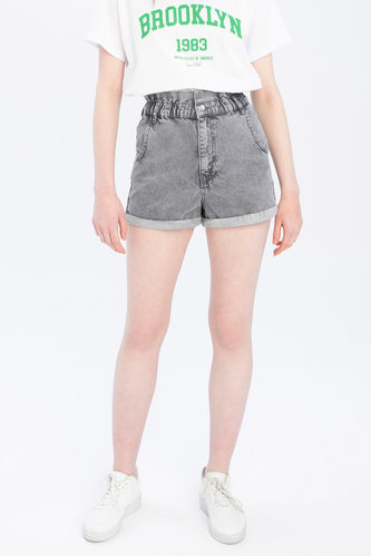 Paperbag Fit High Waisted Jean Short