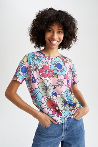 Regular Fit Short Sleeve Floral Print T-Shirt