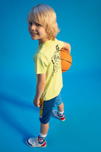 Erkek Çocuk Defacto Fit NBA Los Angeles Lakers Lisanslı Regular Fit Bisiklet Yaka Kısa Kollu Tişört