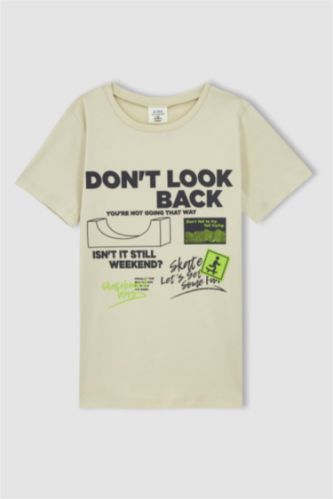 BOYS & TEENS Stone Boy Regular Fit Crew Neck Short Sleeve Slogan Print T-Shirt