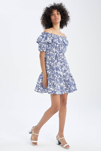 Short Sleeve Floral Print Mini Dress