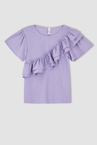 Girl Regular Fit Short Sleeve Frill Detail T-Shirt