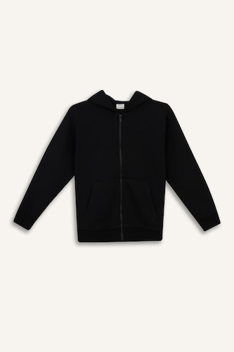 Basic Kapüşonlu Sweatshirt Hırka Erkek Çocuk