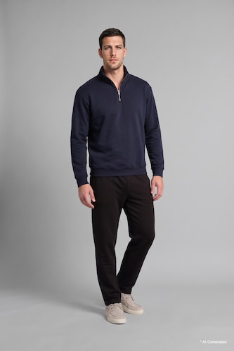 Erkek Lacivert Regular Fit Yarım Fermuarlı Basic Sweatshirt