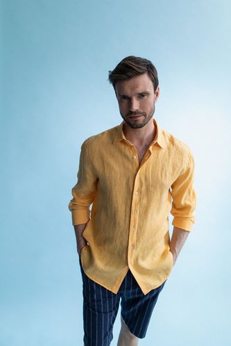 Modern Fit Sürdürülebilir Uzun Kollu Klasik Keten Gömlek