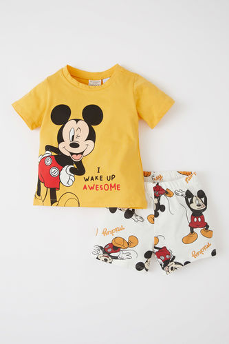 Regular Fit Short Sleeve Mickey Mouse Print Pyjama Set