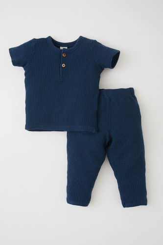 Erkek Bebek Regular Fit Pamuklu Kısa Kollu Pijama Takım