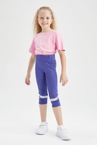 Purple GIRLS & TEENS Girl Capri Length Leggings 2547617