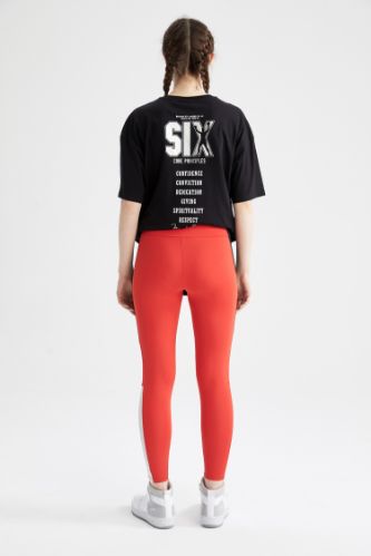 Red WOMEN Fitted Colour Block Leggings 2524777