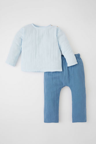 Erkek Bebek Uzun Kollu Gömlek Pantolon 2'li  Takım