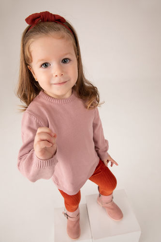 Мягкий кашемировый свитер стандартного кроя с круглым вырезом и принтом для малышей девочек