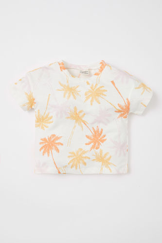 Regular Fit Tropical Patterned Short Sleeve T-Shirt