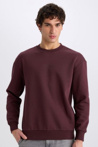 Boxy Fit Bisiklet Yaka Baskılı Sweatshirt