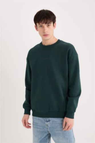 BOXY SWEATSHIRT - WAVE PRINT - LIME GREEN