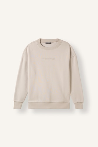 Erkek Gri Boxy Fit Pamuklu Baskılı Sweatshirt