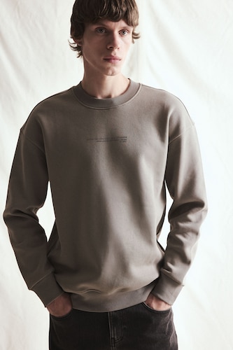 MAN Grey Boxy Fit Long Sleeve Cotton Crew Neck Printed Sweatshirt
