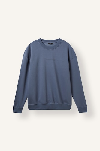 Erkek Açık İndigo Boxy Fıt Baskılı Sweatshirt
