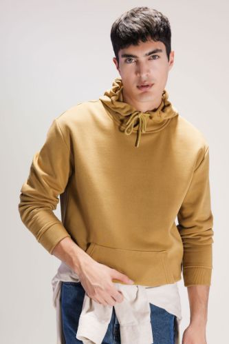Regular Fit Kapüşonlu Kanguru Cepli İçi Yumuşak Tüylü Basic Düz Sweatshirt