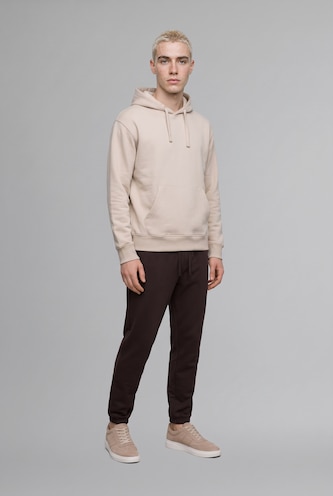 HOMME Beige Sweat à capuche basique avec poche kangourou Coupe régulière