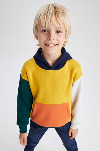 Boys Oversize Fit Thick Sweatshirt Fabric Hooded Kangaroo Pocket Sweatshirt