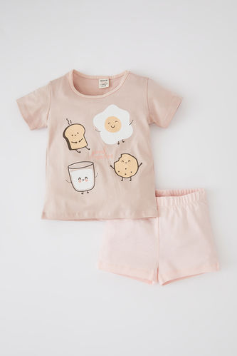 Kız Bebek Baskılı Kısa Kollu Pijama Takım