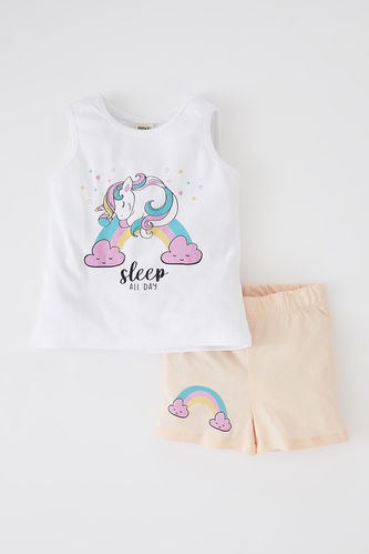 Baby Girl Unicorn Printed Sleeveless Athlete Shorts 2-Pack