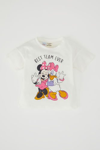 Kız Bebek Disney Mickey & Minnie  Bisiklet Yaka Kısa Kollu Tişört