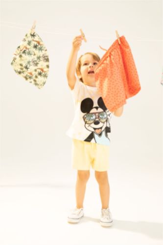 طقم ممشط بياقة مستديرة من ديزني ميكي وميني من قطعتين