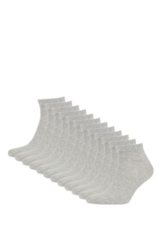 Erkek Gri 12'li Pamuklu Patik Çorap