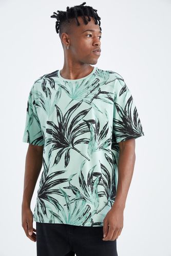 Boxy Fit Short Sleeve Palm Print T-Shirt