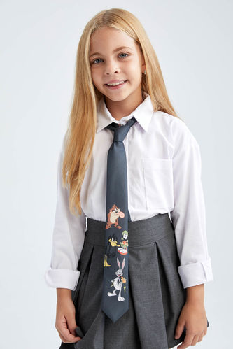 Kız Çocuk Beyaz Oversize Fit Uzun Kollu Okul Gömleği
