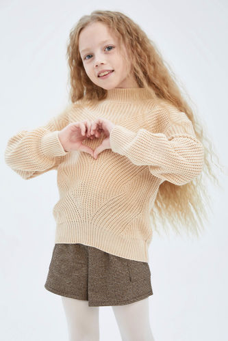 Пуловер стандартного кроя с круглым вырезом для девочек