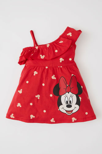 Kız Bebek Disney Mickey & Minnie Lisanslı Regular Fit Tek Omuzlu Askılı Elbise