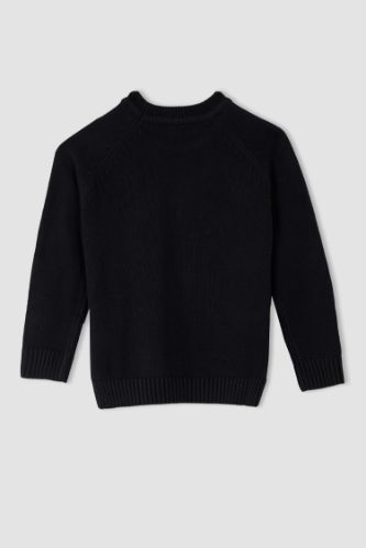 Boys black crew neck jumper best sale