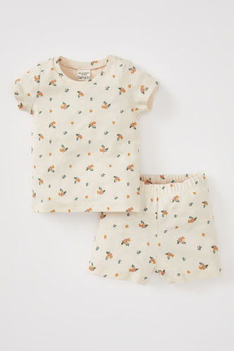 Kız Bebek Çiçekli Kısa Kollu Pijama Takım