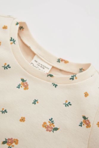 Écru PETITE FILLE Ensemble Pyjama Fleuri à Manches Courtes Pour Bébé Fille  2854611 | DeFacto