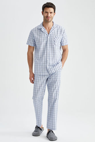 Regular Fit Kısa Kollu Ekose Desenli Pijama Takımı
