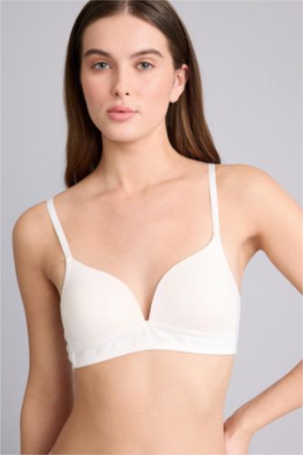 Kadın Kırık Beyaz Dantel Detaylı Pamuklu Kaplı Pedli Balensiz Bra