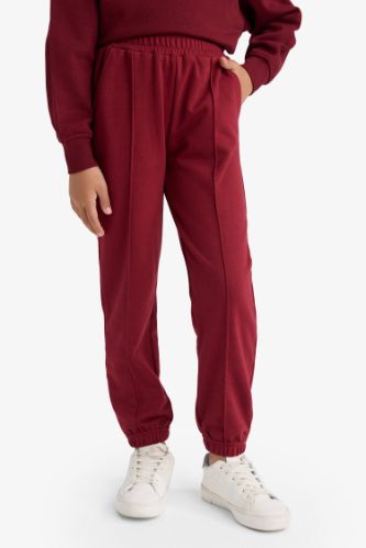 Kız Çocuk Beli Lastikli Basic Düz Jogger Eşofman Altı