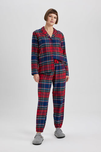 Fall in Love Yılbaşı Temalı Kırmızı Flanel Pijama Altı