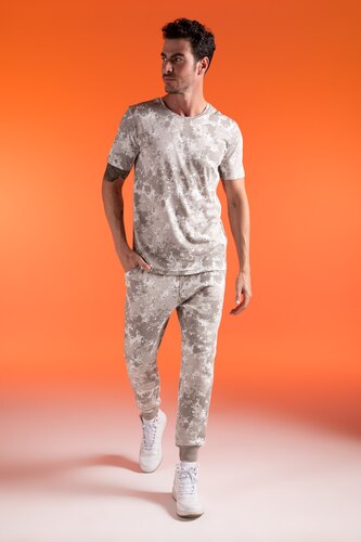 Grey Man Defacto Fit Slim Fit Patterned Short Sleeve T-Shirt 
