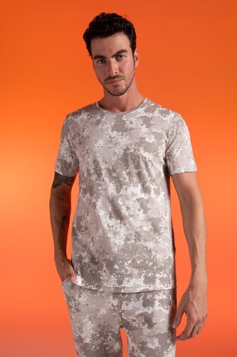 Grey Man Defacto Fit Slim Fit Patterned Short Sleeve T-Shirt 