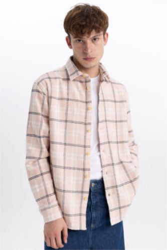 Рубашка свободного кроя в клетку с длинным рукавом