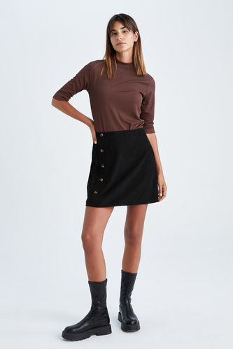 A Cut Velvet Normal Waist Mini Skirt