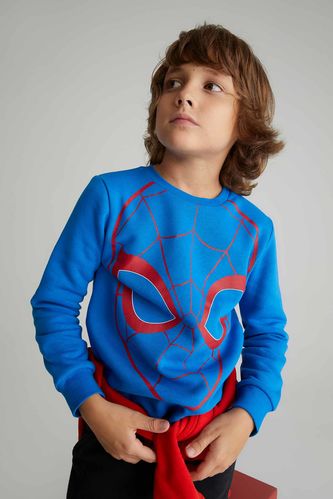 Boys Regular Fit Thick Sweatshirt Fabric Spiderman Licensed Crew Neck Sweatshirt