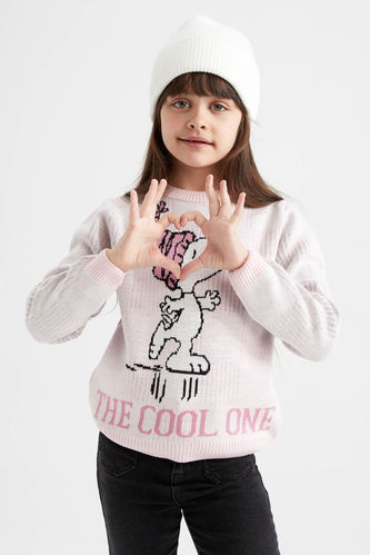Girl Regular Fit Snoopy Licensed Crew Neck Pullover