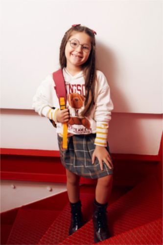 GIRLS & TEENS Beige قماش سميك قصة مريحة