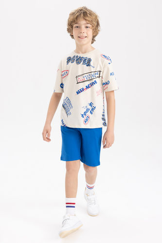 Boy Oversize Fit Patterned Short Sleeve T-Shirt Shorts Set