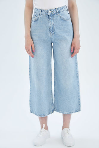 Culotte Fit Yüksek Bel Jean %100 Pamuk Pantolon
